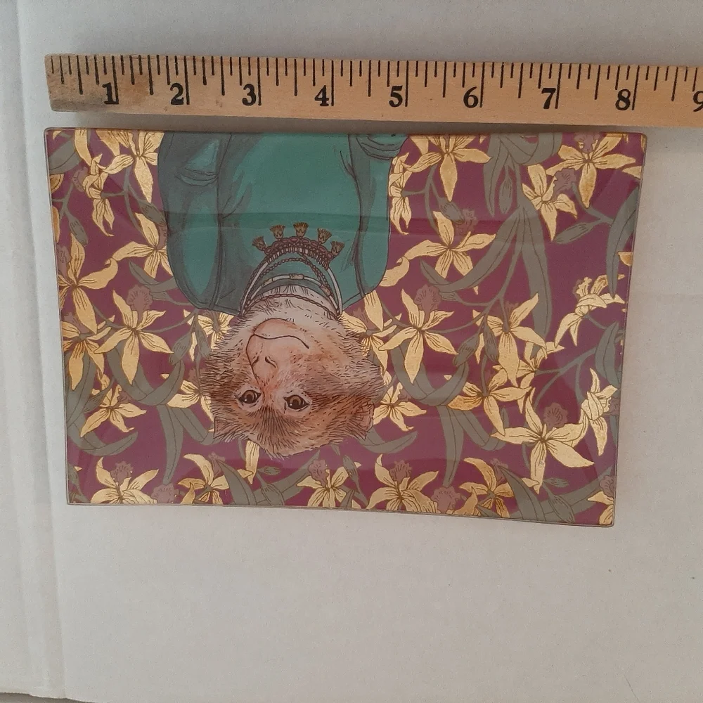 West Elm Dapper Decoupage Monkey Glass Rectangle Trinket Dish